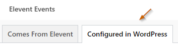 configured in wordpress tab